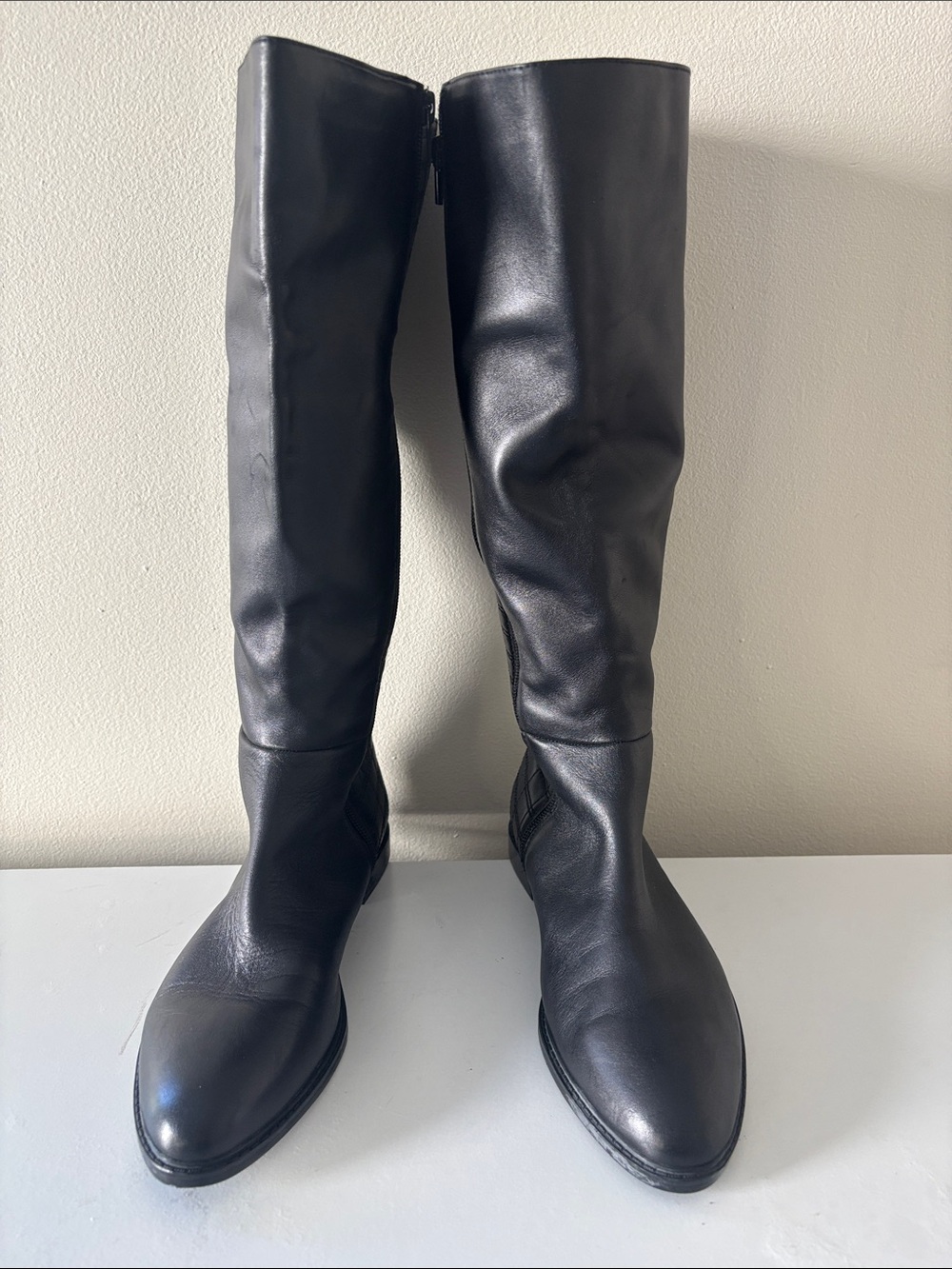 Calvin Klein Black Knee-High Leather Boots